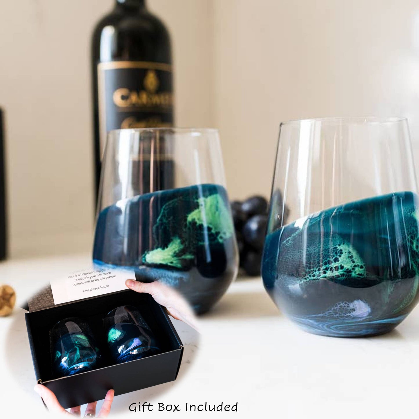 Resin Accented Wine and Entertaining Glasses - NO TARIFFS!