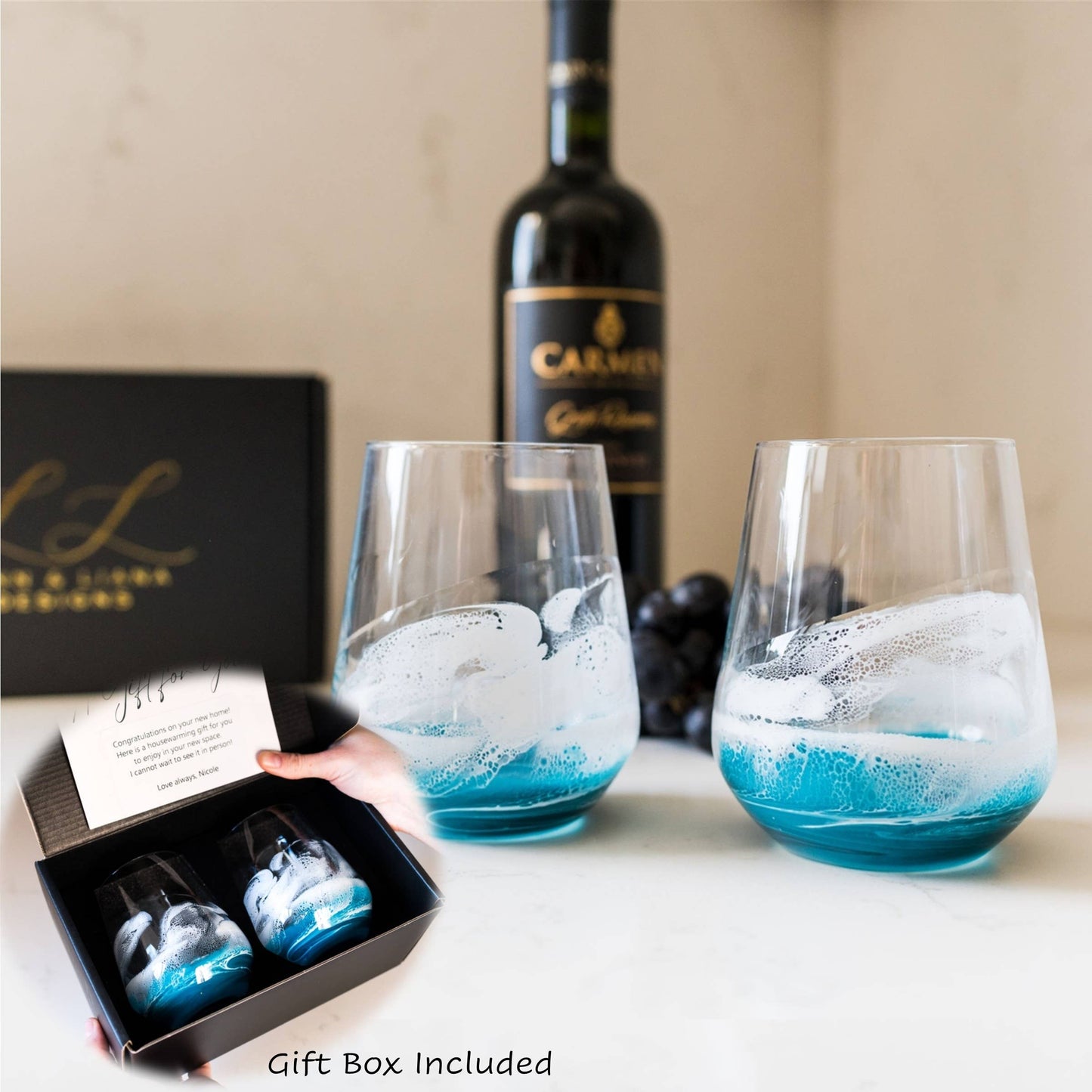 Resin Accented Wine and Entertaining Glasses - NO TARIFFS!