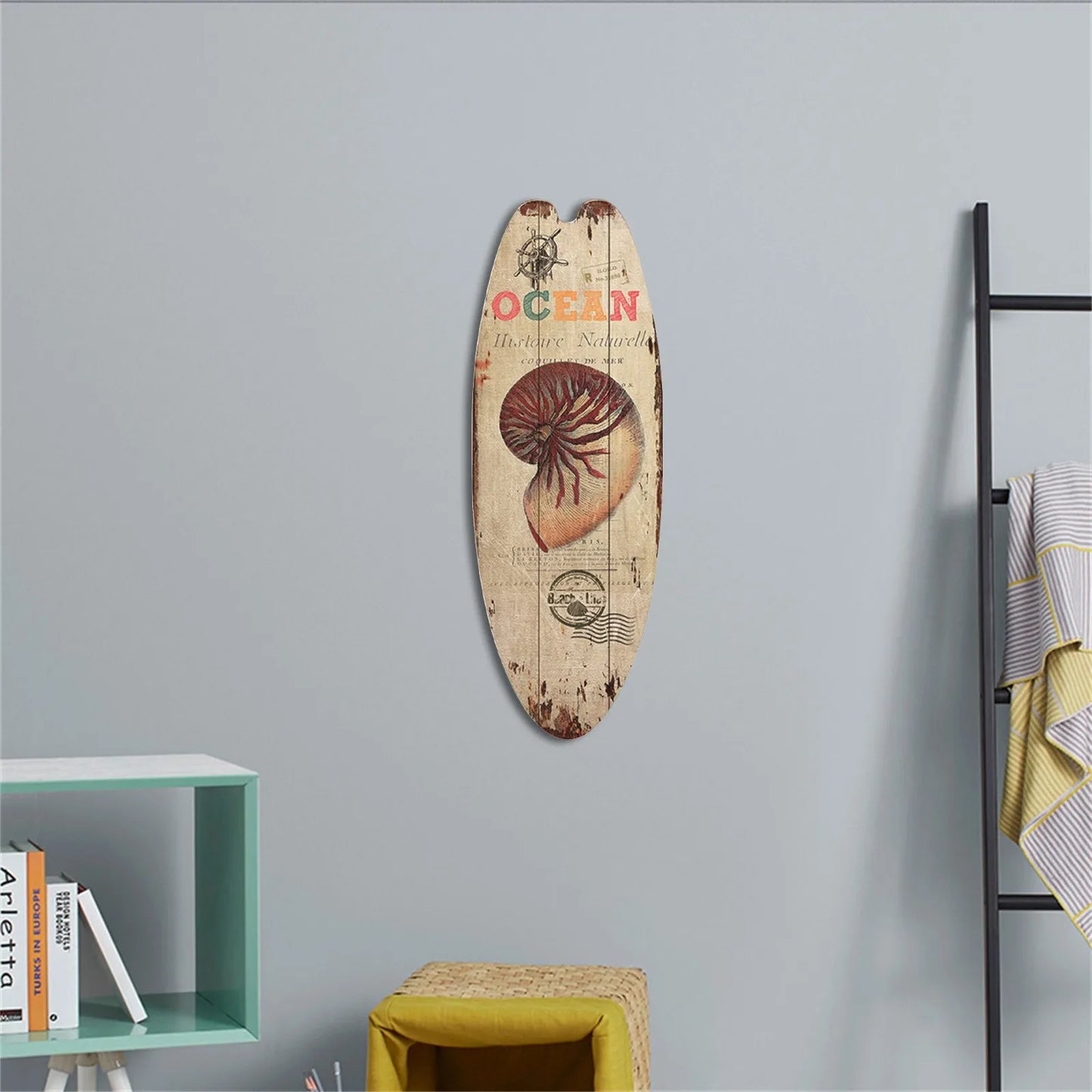 Retro Surfboard Wooden Wall Hanging