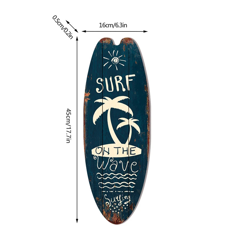 Vintage Wooden Printed Surfboard