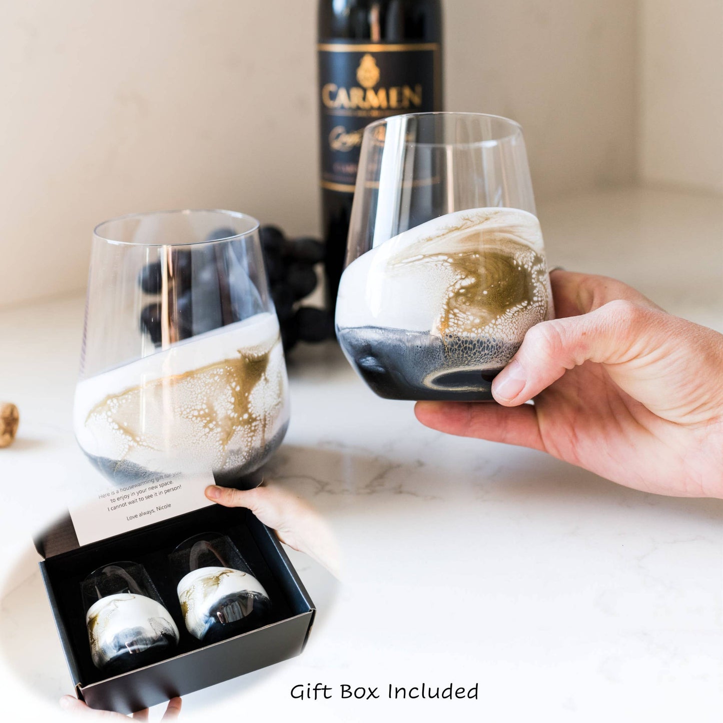 Resin Accented Wine and Entertaining Glasses - NO TARIFFS!