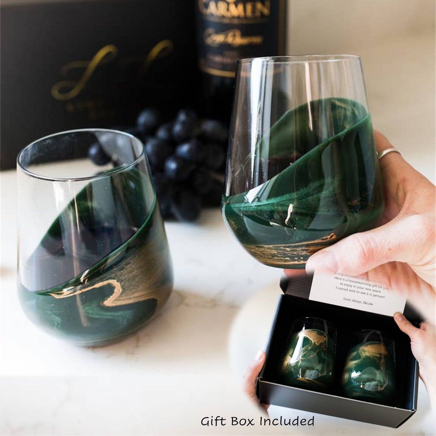 Resin Accented Wine and Entertaining Glasses - NO TARIFFS!