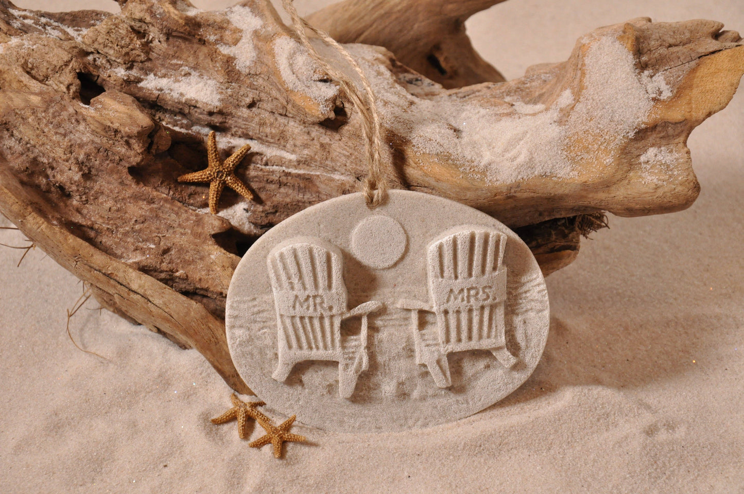 Mr & Mrs Beach Chair Sand Ornament