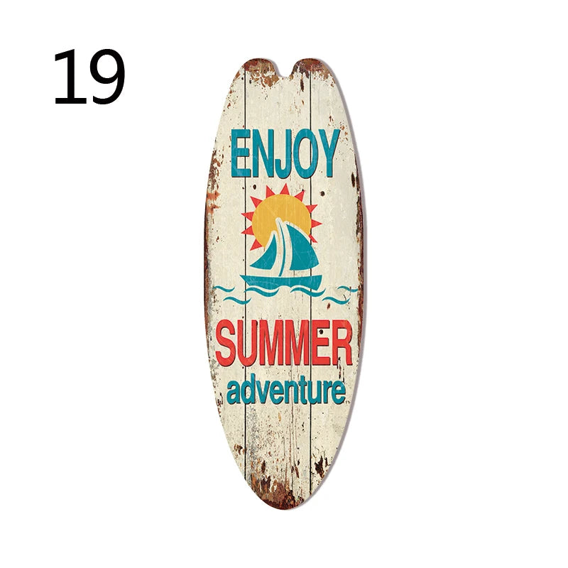 Vintage Wooden Printed Surfboard