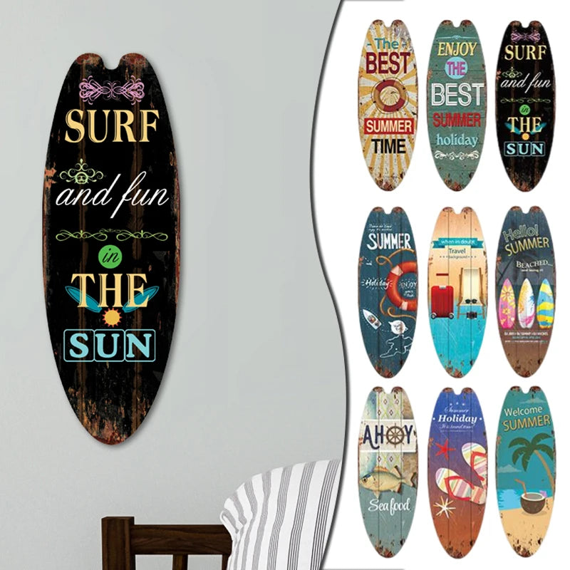 Vintage Wooden Printed Surfboard
