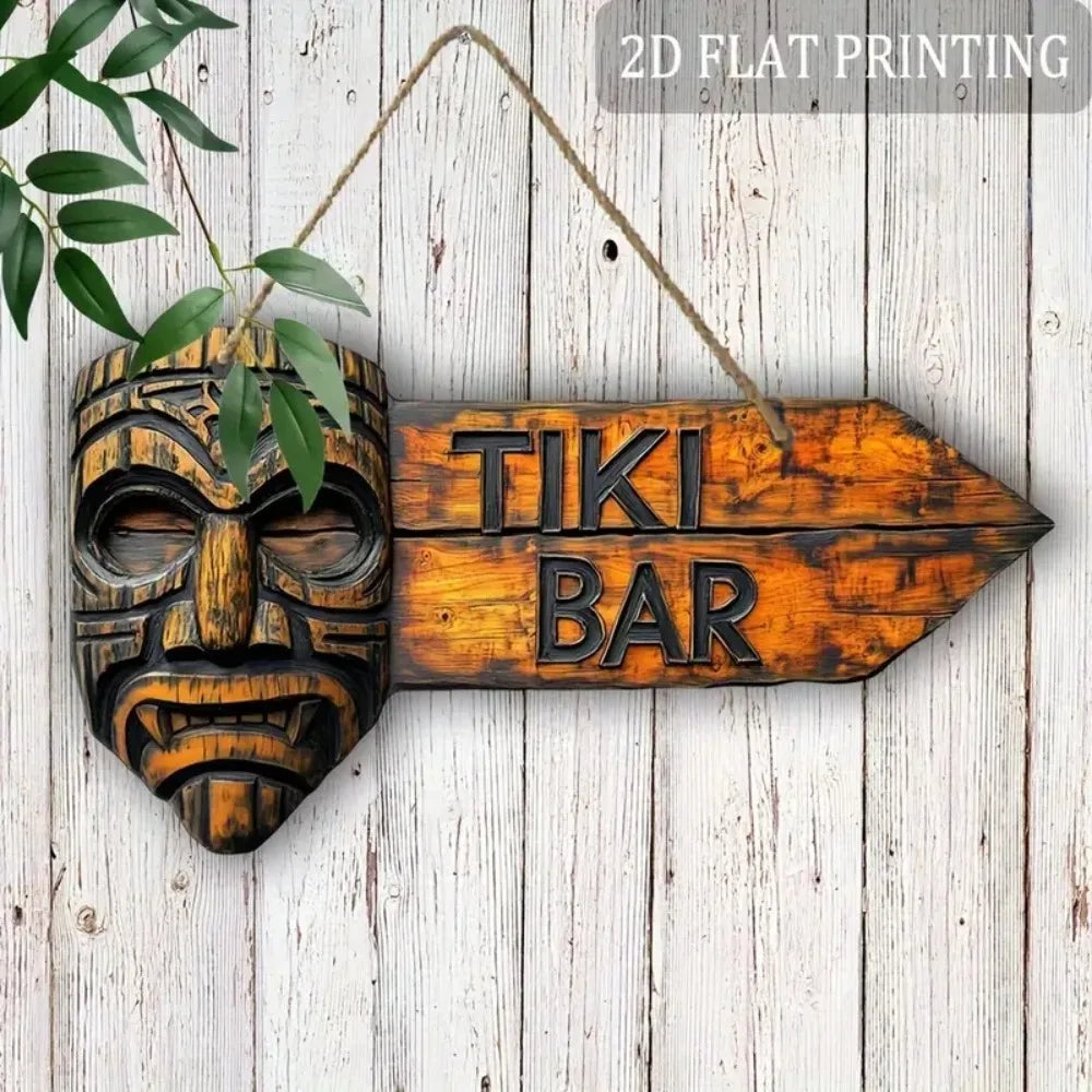 2D Tiki Bar Arrow Wooden Sign