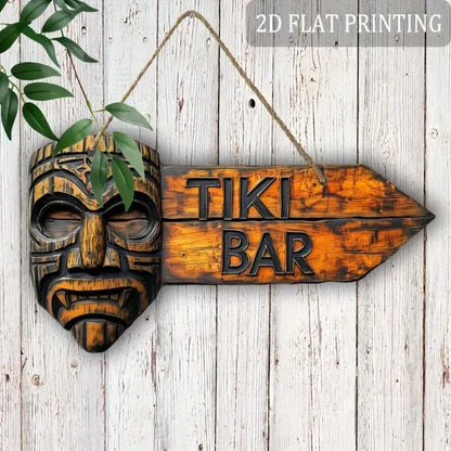 2D Tiki Bar Arrow Wooden Sign