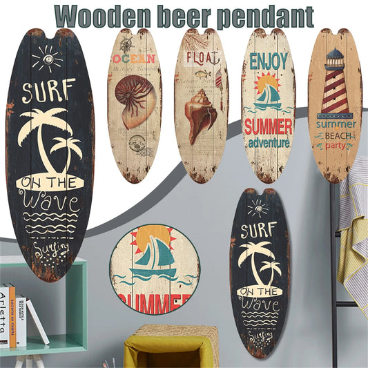 Retro Surfboard Wooden Wall Hanging