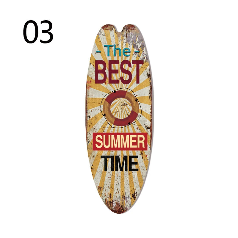 Vintage Wooden Printed Surfboard