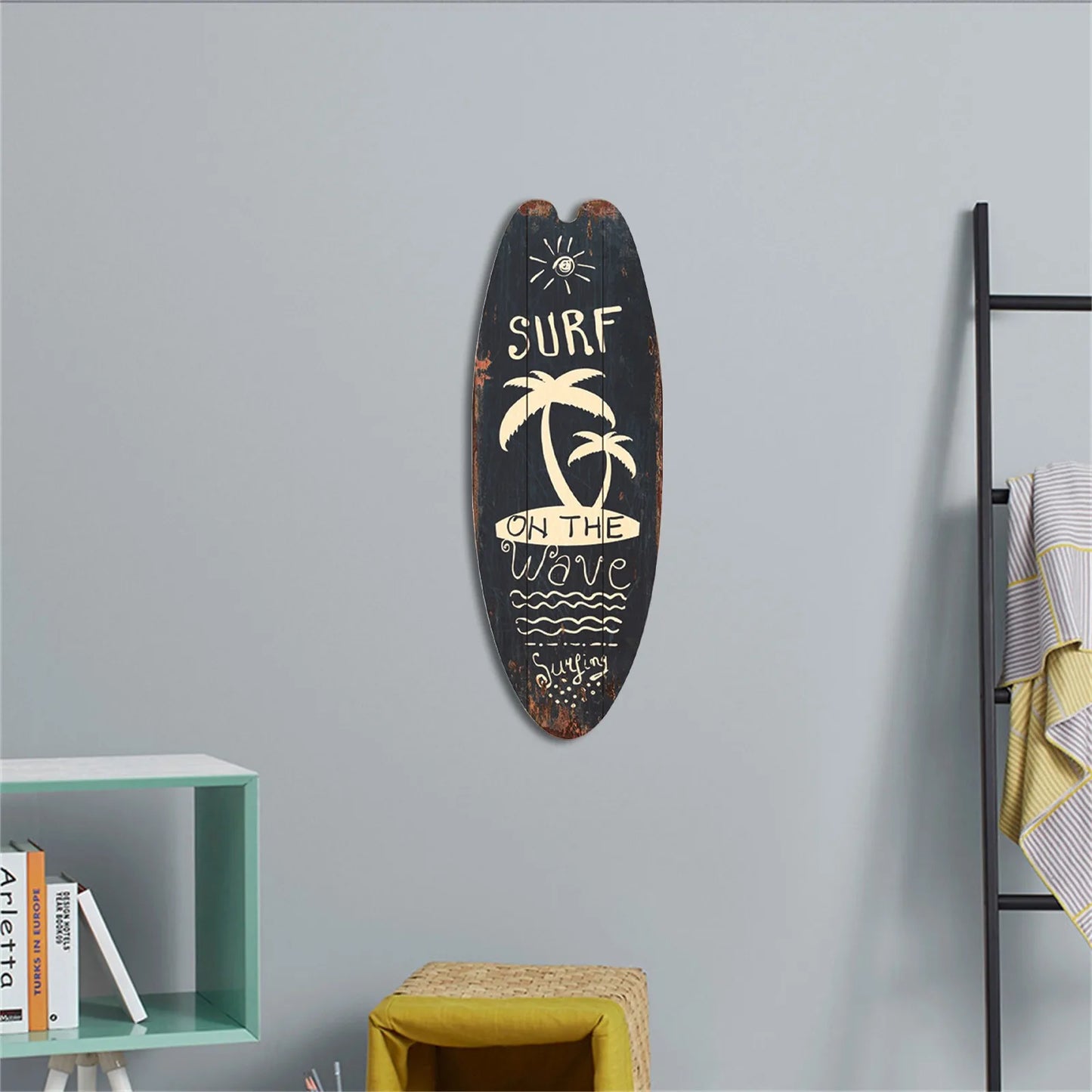 Retro Surfboard Wooden Wall Hanging