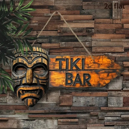 2D Tiki Bar Arrow Wooden Sign