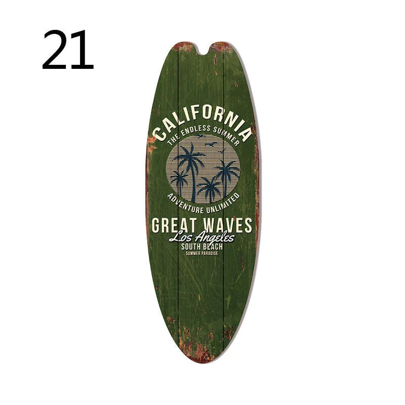 Vintage Wooden Printed Surfboard