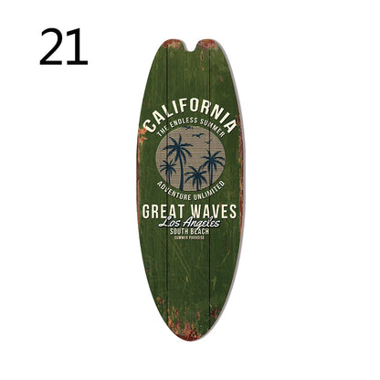 Vintage Wooden Printed Surfboard