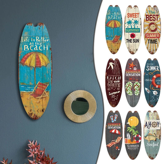 Vintage Wooden Printed Surfboard