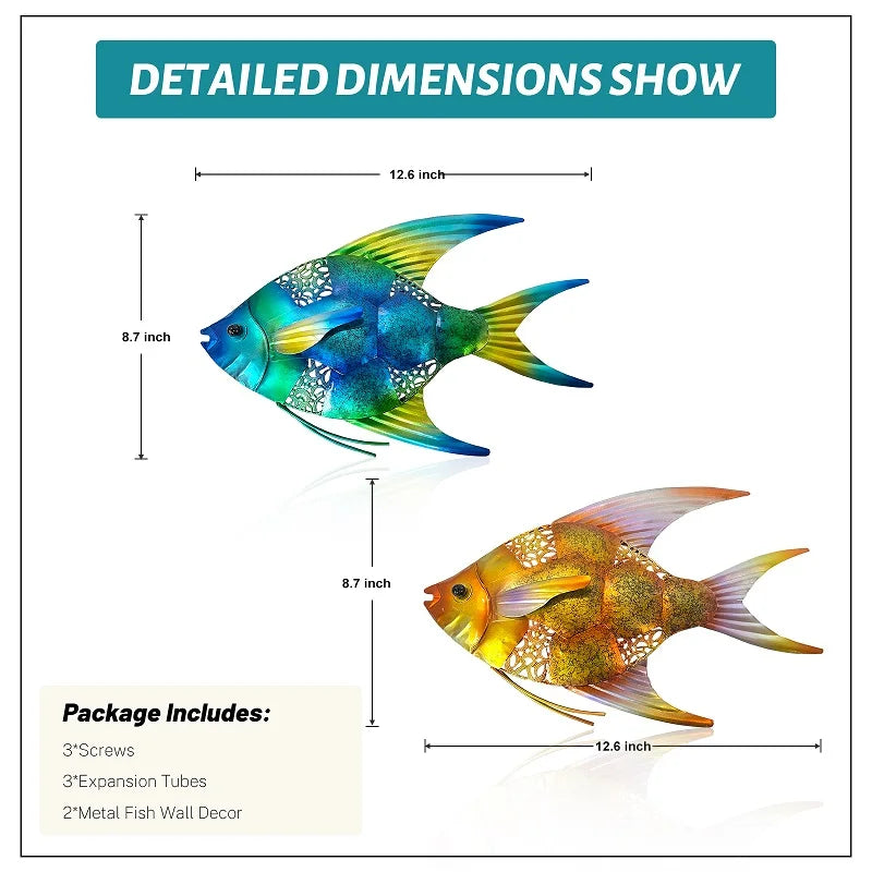 2-Piece Metal Fish Wall Art