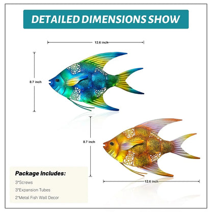 2-Piece Metal Fish Wall Art
