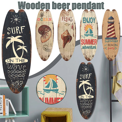 Vintage Wooden Printed Surfboard