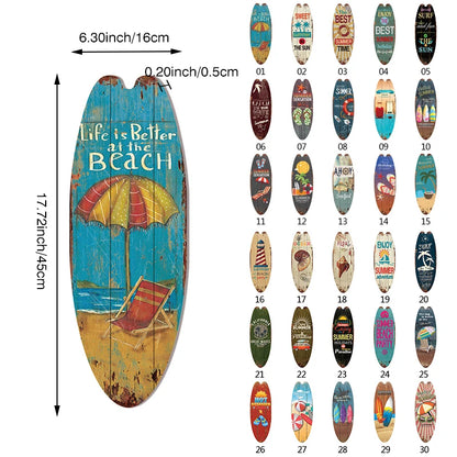 Vintage Wooden Printed Surfboard