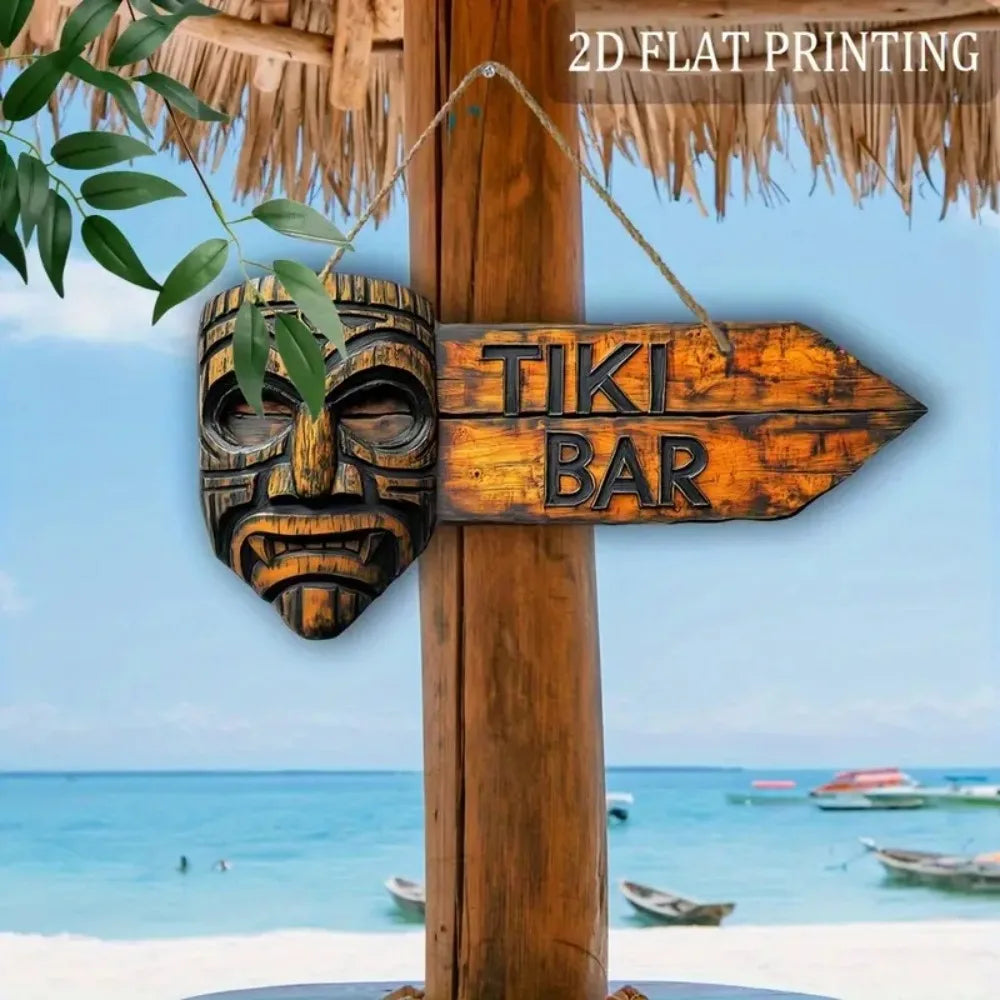 2D Tiki Bar Arrow Wooden Sign