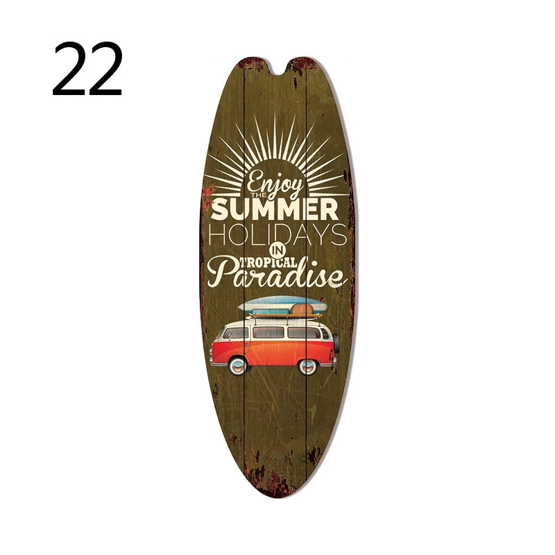 Vintage Wooden Printed Surfboard