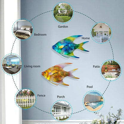 2-Piece Metal Fish Wall Art