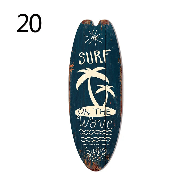 Vintage Wooden Printed Surfboard