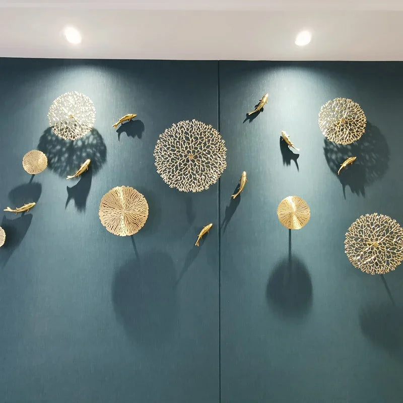 Copper Coral & Goldfish Wall Hanging