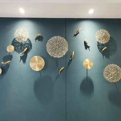 Copper Coral & Goldfish Wall Hanging