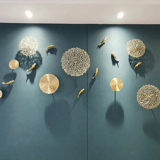 Copper Coral & Goldfish Wall Hanging