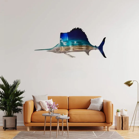 Metal Swordfish/Jellyfish/Turtle Wall Art
