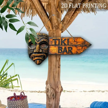 2D Tiki Bar Arrow Wooden Sign