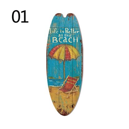 Vintage Wooden Printed Surfboard