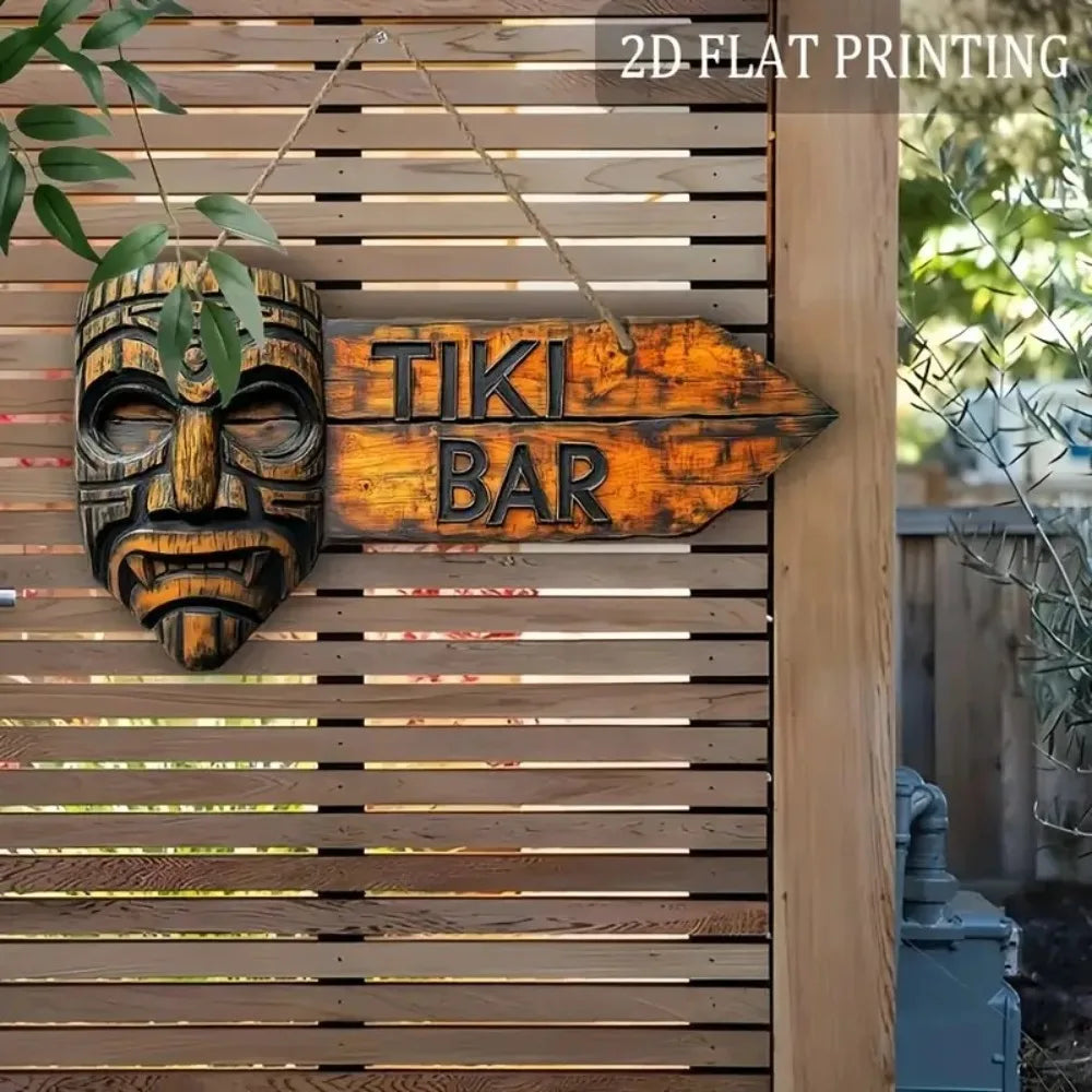 2D Tiki Bar Arrow Wooden Sign